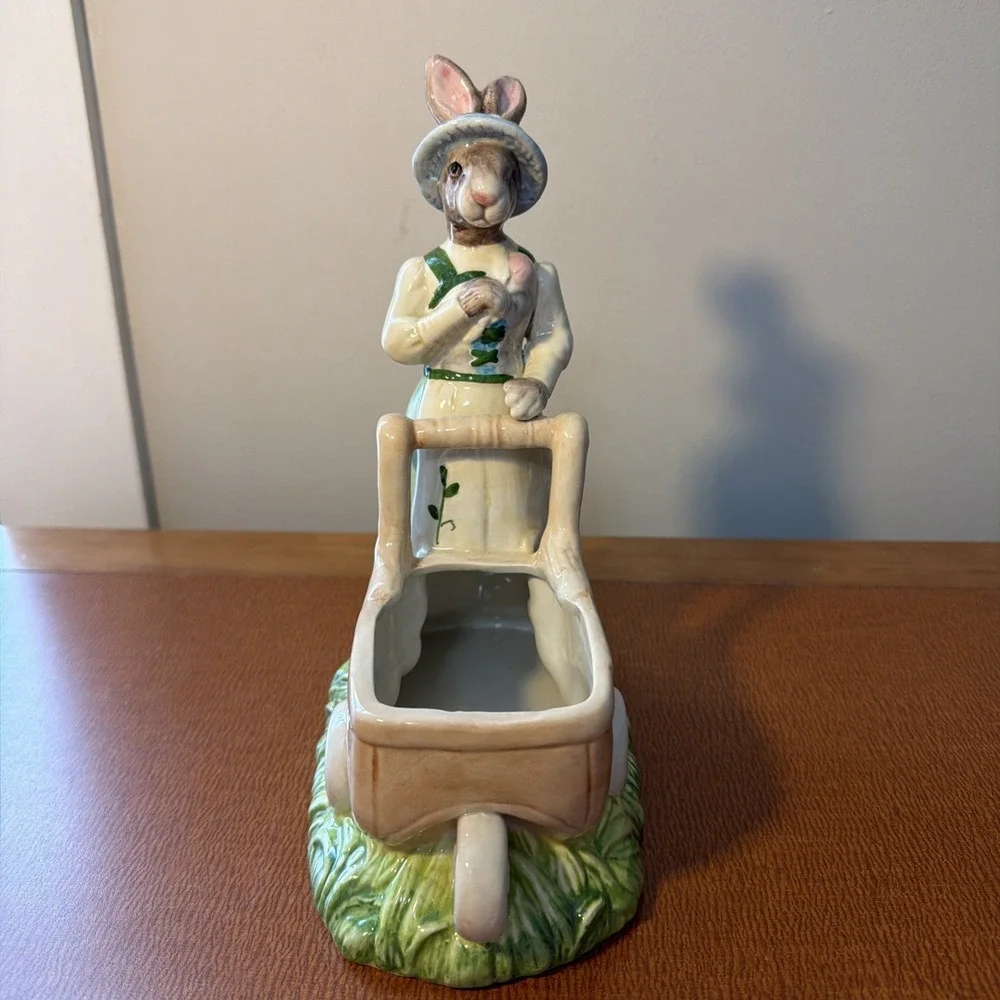 Vtg Cracker Barrel Easter Mother Bunny Pushing Carriage 9